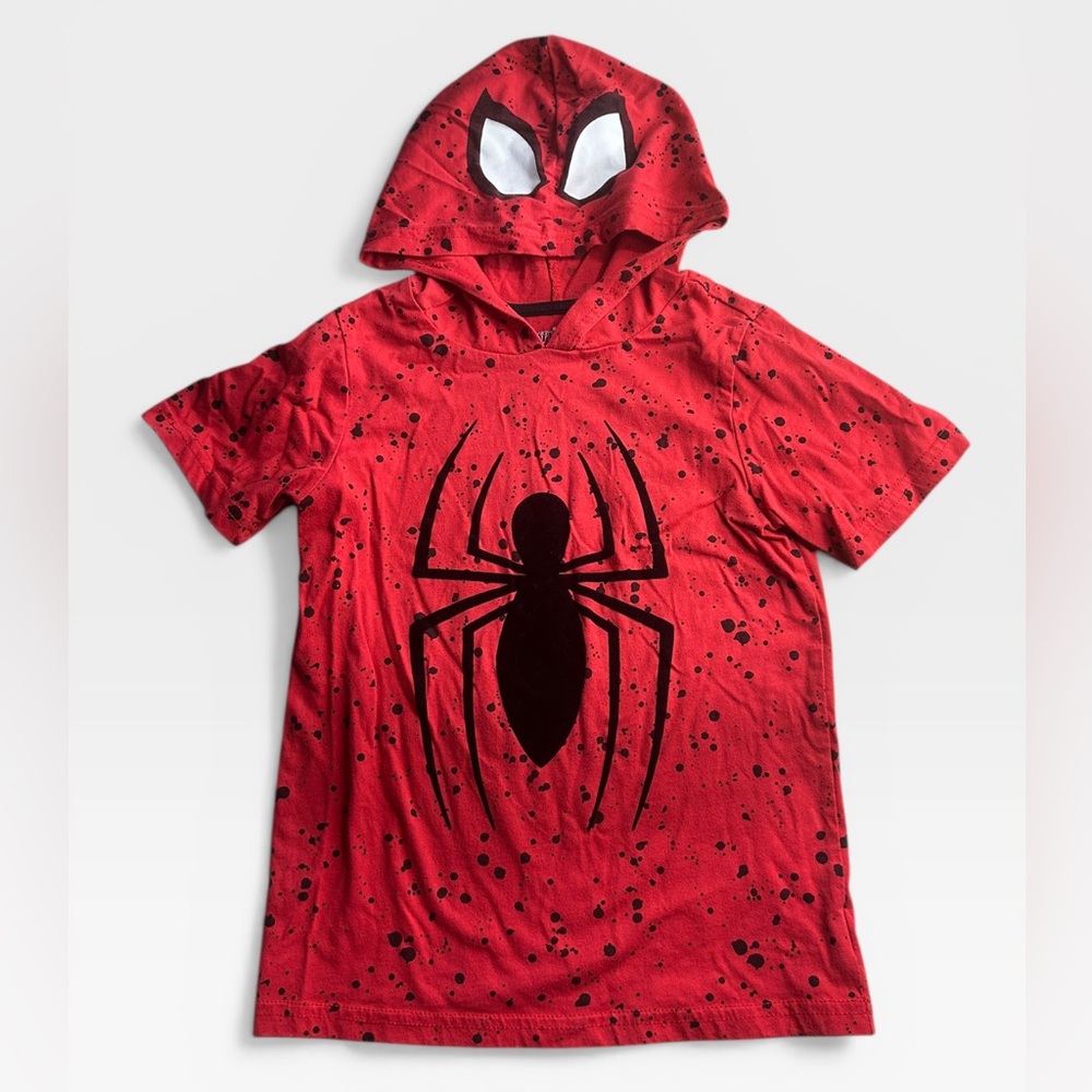 5 for $25🔥Marvel Spider-Man Tie Dye Red Hooded T-Shirt Boys Size 6